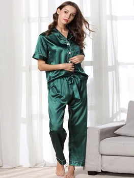 Kortærmet Pyjamas Sæt Kvinder Sommer Kort-langærmet Stribet Design Pyjamas Løs Stil Hjem Tøj til Kvinder Pyjamas