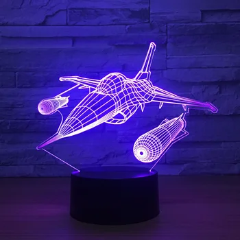 Krig Fly Fly Fly Airbus 3D Optisk Illusion Humør Lys 7 Farver Skift Luminaria Lava Lampe Børn Nat Lys Nyhed Gaver