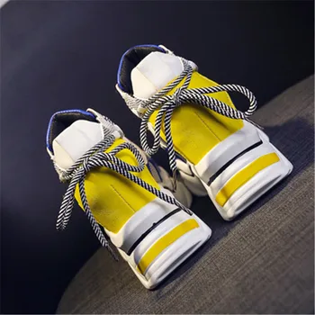 Kvinder Platform Chunky Sneakers 8cm høj lace-up Afslappet Vulcanize Sko luksus Designer Gamle Far kvindelige mode Kile Sneakers