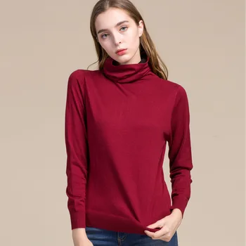 Kvinder Real Silk Sweater Fuld Pullovere Rullekrave Sød Cashmere Sweater Komfortable Bløde Kvindelige Trøjer 7056