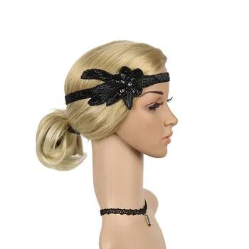 Kvinders hår tilbehør scrunchie hovedbøjle повязка на голову capitium gumki gøre wlosow Paillet Beaded prom Party Medaljon #4