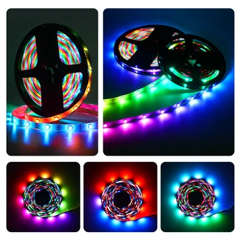 LED Strip Lights RGB-IC Bluetooth-Farve Skiftende Regnbue LED-Lys APP Control Smart Musik-Lys til Soveværelse, Værelse,Party