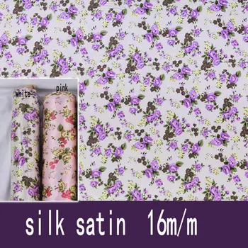 Lille blomst 2 farve Trykt Silke Satin Stof silke charmeuse stof S01N24