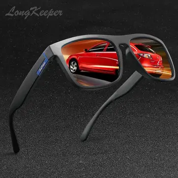 LongKeeper Fleksibel Polariserede Solbriller Mænd Square Spejl Linse Kørsel Sol briller med LOGO Kvinder UV400 Beskyttelsesbriller Gafas de sol