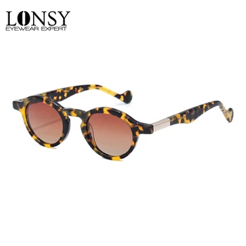 LONSY Acetat Polariserede Solbriller Høj Kvalitet, Luksus Runde Solbriller Kvinder Mænd Retro Unisex Acetat solbriller UV400
