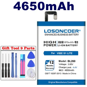 LOSONCOER 4650mAh BL260 Batteri til Lenovo VIBE S1 Lite S1c50 S1a40 Batteri