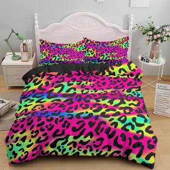 Luksus Leopard Print Sengetøj Sæt Twin Duvet Cover Fuld Queen, King Size Seng, Blød Dyne, Sengetøj