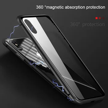 Magneto Magnetiske Adsorption Metal, Hard Case Til Samsung Galaxy S9 S8 Plus S7 Kant Note8 Note9 Luksus hærdet glas Telefonens Cover