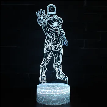 Marvel Super Hero Iron Man Figur 3D LED Nat Lys Avengers Rustning Ironman LED 3d Akryl Bord Lampe Børn Børn Gaver