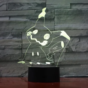 Mimikyu Jigglypuff Snorlax Arcanine Espeon Magikarp Purrloin Prinplup Lugia Tegneserie 3D-Lampe LED-Cool 7 Farver Nat Lys