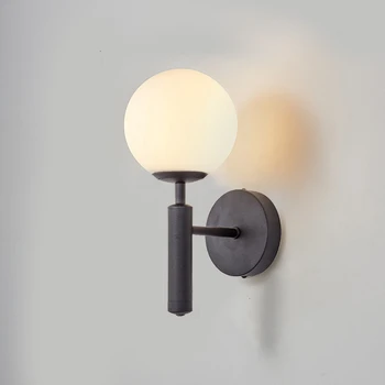 Moderne Glas-Ball væglampe Til Soveværelse, boligindretning Bedside-Undersøgelse Læse Lys Bronze Sort Trapper Belysning AC85-265V