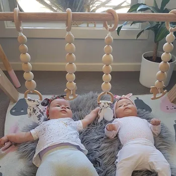 Nordisk Baby Fitness Spille Børnehave Sensoriske Ring-pull-Toy træramme Spædbarn Værelses Småbørn Tøj Rack Gave Kids Room Decor A10