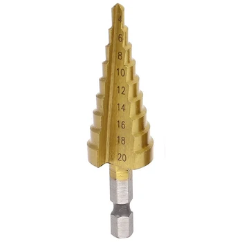 Nye 1/4-inch Sekskantet Skaft 3-12 4-20 4-12mm Titanium Belagt Trin Drill Bit Sæt