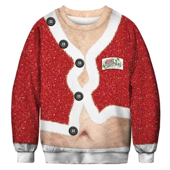 Nye ugly jul sweater Kostumer, Sjove Christmas 3d Digital Udskrivning Falske Hår Jumper Efterår og Vinter Tøj Toppe Gave