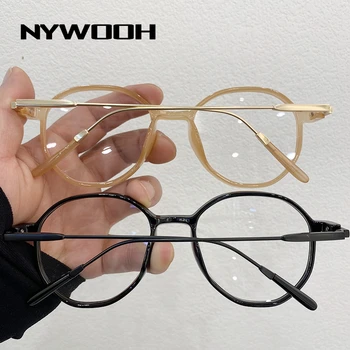 NYWOOH Færdig Nærsynethed Briller til Mænd, Kvinder Gennemsigtige Briller Recept Retro Kortsynede Briller -1.0 -1.5 -2.0 at -4.0