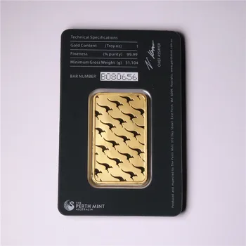 Perth Mint 1 Troy Ounce 99.99% Rent Guld Belagt Replica Souvenir-Australien Højt Relief Token Guld Bar dhl gratis fragt