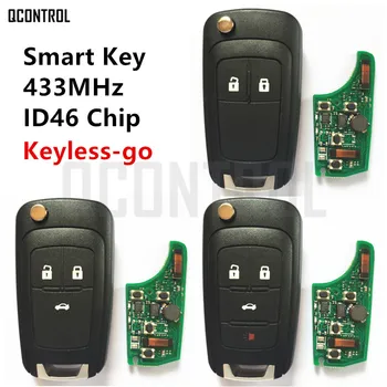 QCONTROL Remote, Smart Key, der passer til Chevrolet 2/3/4 Knapper 433MHz med ID46 Chip HU100 Blade Keyless-go Comfort-adgang