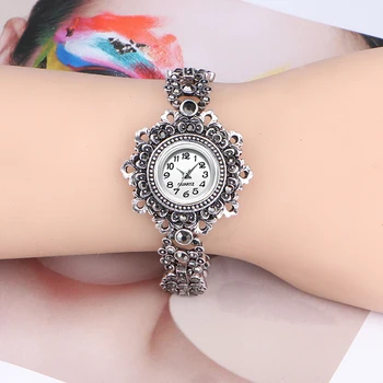 QINGXIYA Top Luksus Mærke Kvinder Watch Mode Afslappet Quartz Armbåndsur Antik Sølv Armbånd Damer Ure zegarek damski