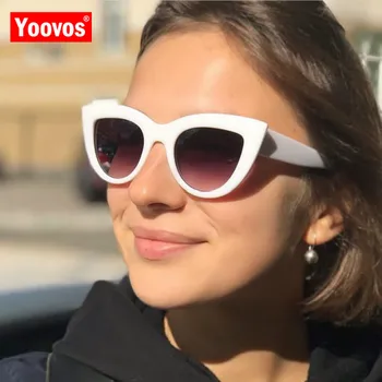 RBRARE Retro Tyk Ramme Cat Eye Solbriller Kvinder, Damer Mode Brand Designer Mirror Linse Cateye solbriller Til Kvinder