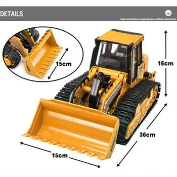 RC Lastbil Bulldozer Dumper Caterpillar Traktor Model Teknik Bil Gravemaskine Skubbe Jorden Musik Belysning Effekter Kids Legetøj