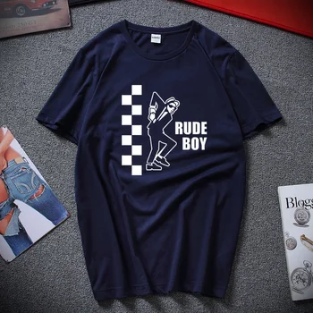 Retro SKA Rude Boy T-shirt Reggae Specials 2 Tone Skinhead Punk Rock Musik Toppe Tee Nye Cool Mænds tøj, Bomuld, T-shirt