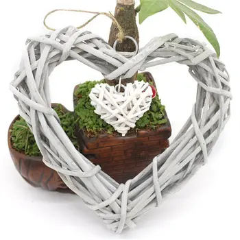 Romantisk Rattan Flet Hængende Kunstige Hjerte Krans Bryllup Kærlighed Forsyninger Hjem Dekoration Part ornament sæt hjerte vedhæng