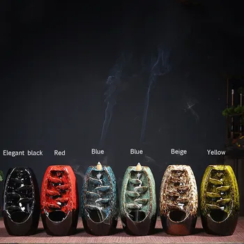Røgelse Brænder Keramiske Tilbagestrømning Røgelse Brænder Kreative Home Decor Dragon Røgelse Indehaveren Pande Med krystalkugle + 50stk Incens