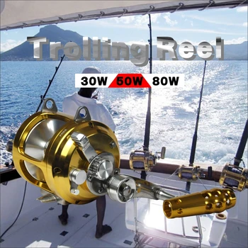 Saltvand Trolling Fiskeri Hjuls Metal 30W-50W 80W Spinning Baitcasting Tromle, Hjul Jigging Støbning Højre Håndtag i Aluminium Hjul