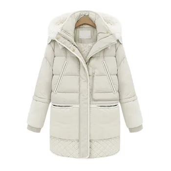 Sanishroly 2018 Vinteren Kvinder Hooded Coat Hvid Duck Ned Jakke Parka Ladies Midi Lang Lammeuld Overtøj Toppe Plus Size SE291