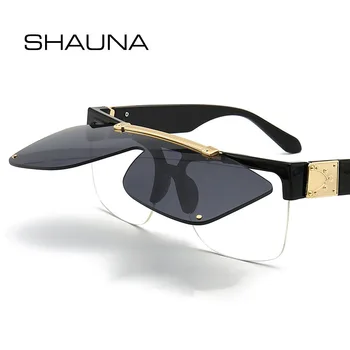 SHAUNA Dobbelt Linser Retro Steampunk Mode Solbriller Kvinder Sammenklappelig Linse Nuancer Mænd UV400