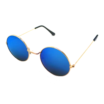 Solbriller Hippie-Retro Runde Mand Kvinde UV 400 Spejl Blå