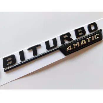 Sort højglans BITURBO TURBO 4MATIC Fender Emblem Emblemer Badges til Mercedes Benz BITURBOAMG TURBO4AMTIC BITURBO4MATIC TURBO AMG