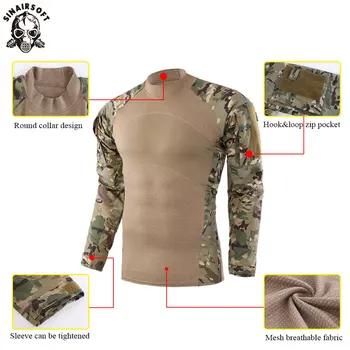 Taktisk langærmet Bomulds T-Shirt Generation III Bekæmpe Frog Shirt Mænd Uddannelse Camo Shirts AMERIKANSKE Hær Militær Uniform Airsoft