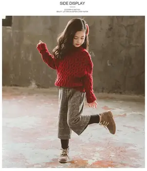 Teenage-Turtleneck Sweater Sæt Piger Tøj Sæt 2020 Foråret Efteråret Nye børnetøj Uldne Sweater Bukser To-delt Sæt
