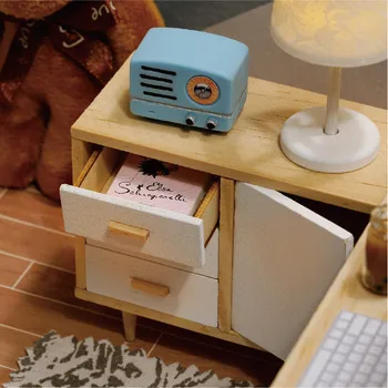 Træ-dukkehus Møbler Diy 3D Miniature Miniaturas Dukkehus Legetøj til Børn, Fødselsdag, Gave, Håndlavet Solskin Study House
