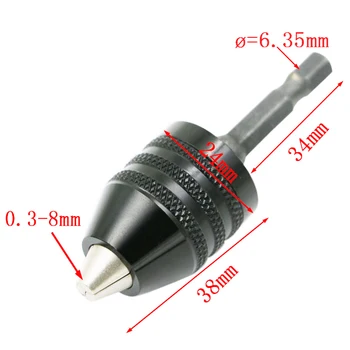 URANN 1stk Mini-0.3-8mm Multi Aluminium Borepatron Collet for Dremel Grinder Aksel Roterende Værktøj, Tilbehør Cap 1/4 (6,35 mm)