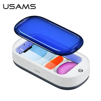USAMS Multi-funktion Phone Sterilisator UV-Desinfektion Kasse Med 15W Trådløs Opladning UV Ultraviolet Sterilisator Til Telefon, Maske