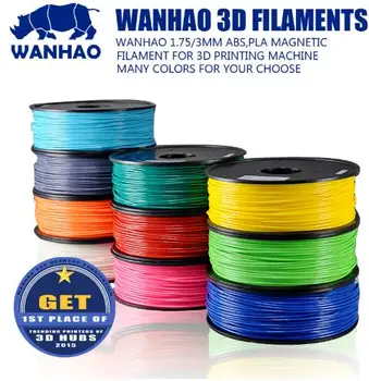 WANHAO PLA Filament 1.75 mm 1 KG/Rulle 28 Farver til at Vælge for Alle FDM 3D Printer på 1,75 mm PLA/PETG/PVA Plast
