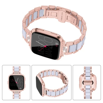 Wearlizer Rustfrit Stål Diamant Armbånd Ur Udskiftning Band Strop Til Fitbit Versa Armbånd Håndledsrem Smartwatch