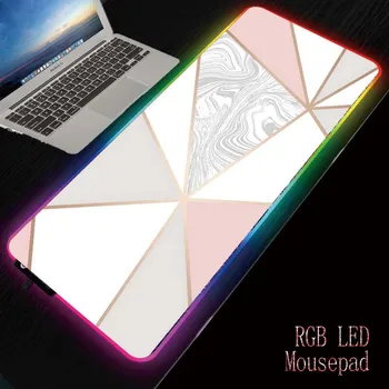 XGZ Hvid Marmor RGB-Musemåtte, Blød Overflade, Vandtæt, Farverige LED-Belysning Gaming musemåtte Måtte til PC-Computer-Bærbar computer