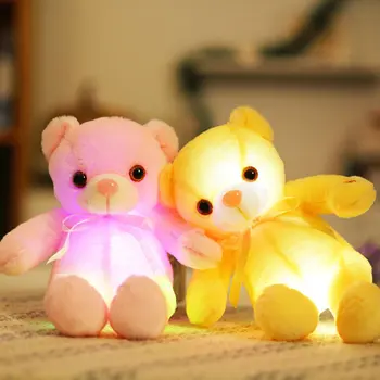 Yesfeier 32CM Farverige Glødende Bære Plys Legetøj Blinkende Lys, Lysende Bære Dukke, Baby Fødselsdag Gave fyldt plys legetøj børn