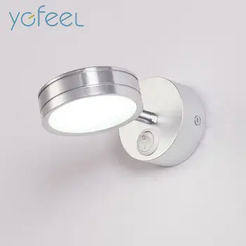 [YGFEEL] 5W LED-væglampe Med afbryder Soveværelse sengelampe Læsning Lys Korridor Trappe Belysning Retning Justerbar AC90-260V