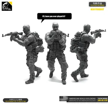 Yufan Model 1/35 Figur Harpiks Soldat Af Anti-terrorist Elite Force Model Kit Loo-05