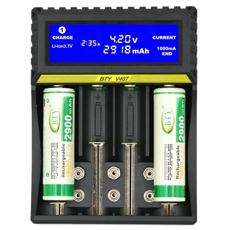 BTY-V407 Batteri Oplader Li-ion Liv Ni-MH Ni-CD Smart Hurtig Oplader til 18650 26650 6F22 9V AA AAA 16340 14500 Batteriet