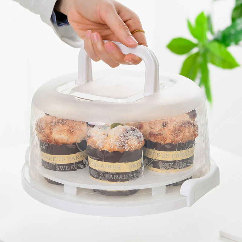 Bærbare Kage opbevaringsboks Runde Fødselsdag Cake Box Køkken Bryllup Bagning Container I-Hot
