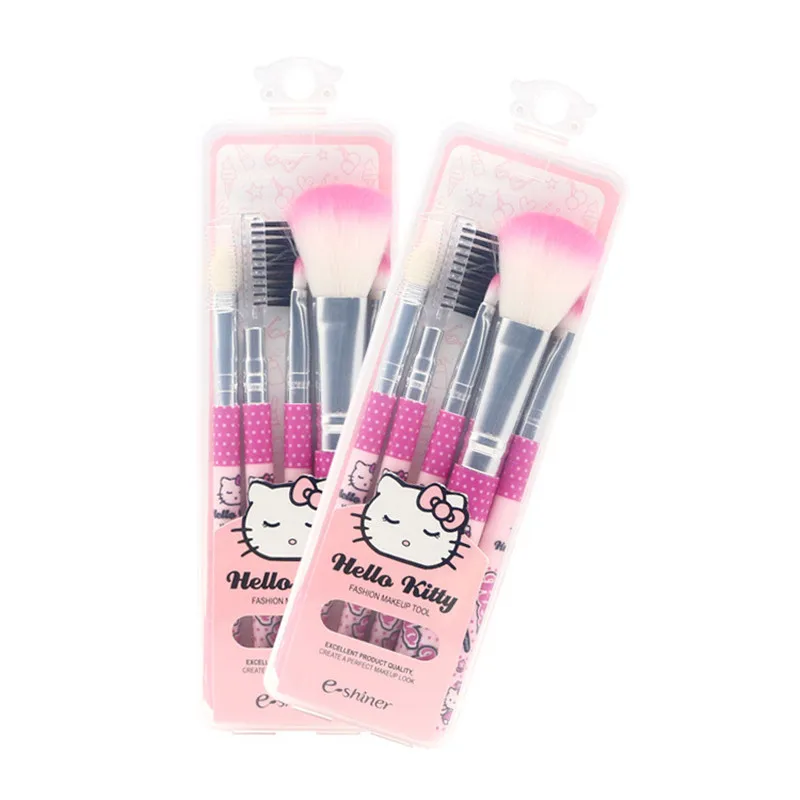 Hej søde kat makeup pensler sæt mini box bærbare blush, øjenskygge læbe øjenbryn øjenvippe eyeliner pink beauty kosmetik børste kit