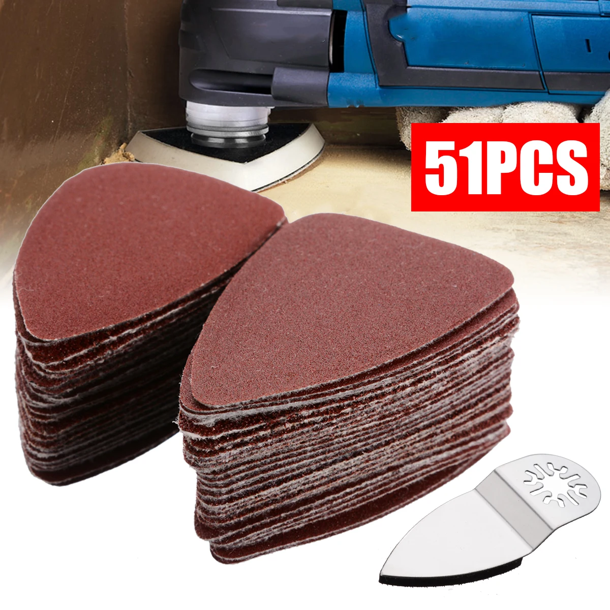 51pcs/set Finger Sand Disc Kit 35*90mm Finger Sand Disc + 35*50mm Trekantede Sand Papir Multi Polering Værktøjer til Metal, Træ