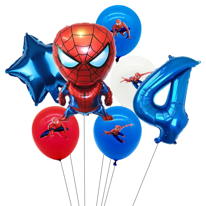 Spider Tegneserie mand Folie Balloner 1 2 3 4 5 6 7 8 9st Super Hero Fødselsdag Part Dekorationer Antal Ballon Star Kids Legetøj