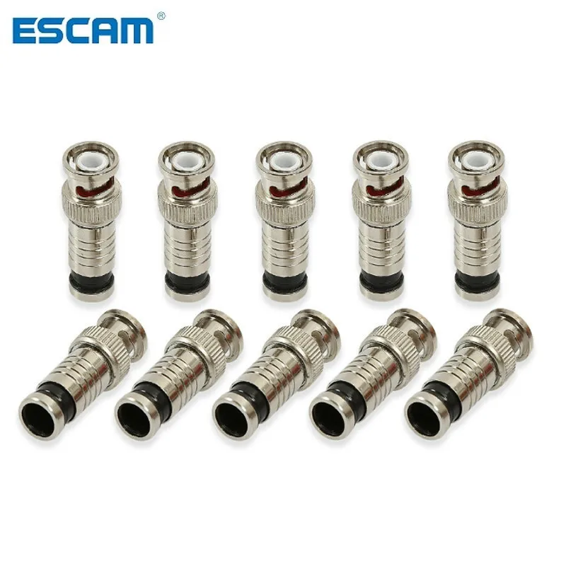 ESCAM Hot Salg 10STK/masse BNC-Stik Kompression-Stik Stik til Coax RG59 Kabel CCTV Kamera Tilbehør