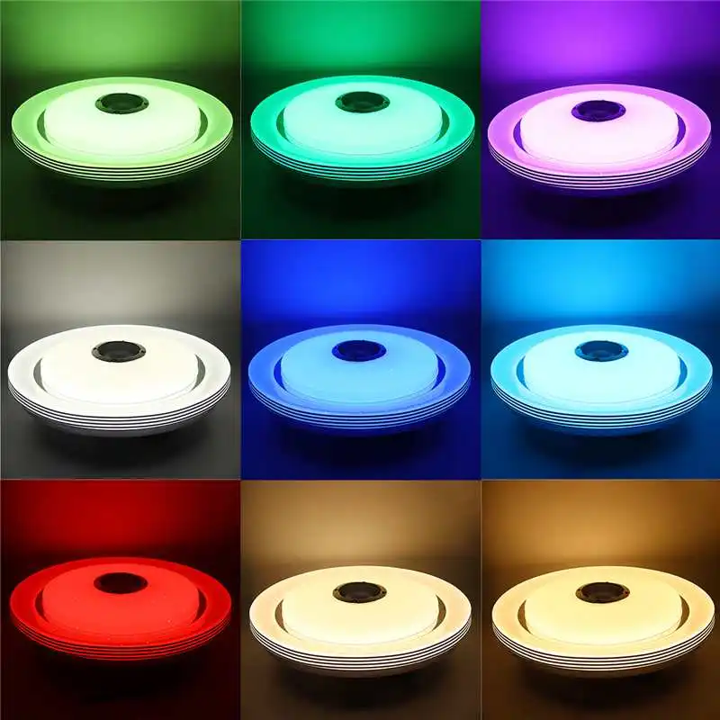 100W, Musik, Led loftslampe Lampe 110-220V RGB Flush Runde Musik APP Smart bluetooth Højttaler Loft Lampe Med Fjernbetjening